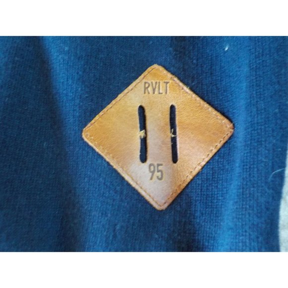 Revolution RVLT Hooded Pullover Sweatshirt Hoodie Fleece Lined Dk Blue - Picture 3 of 7